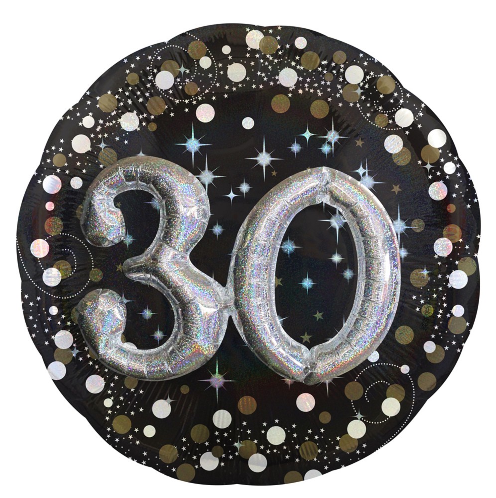 32" Multi Balloon Sparkling Birthday "30" 3D Effect