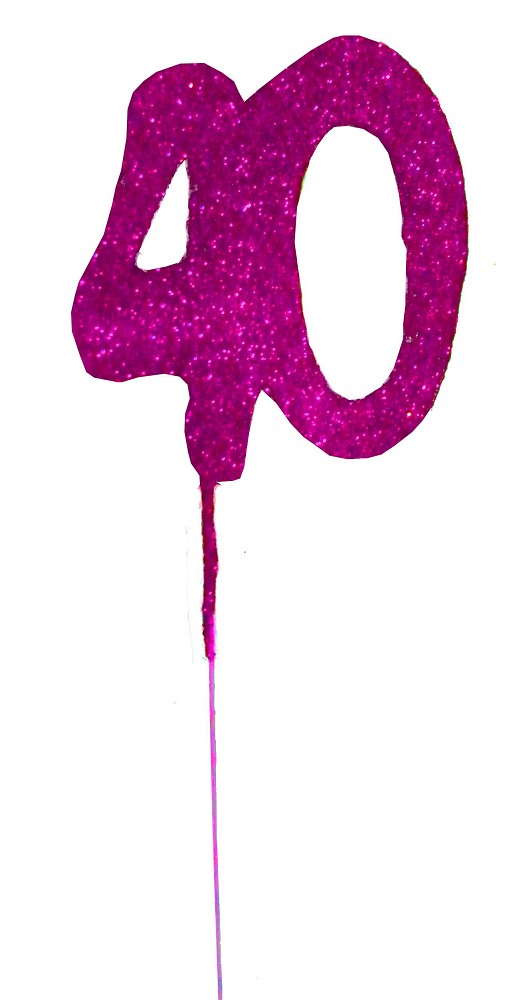 Zahl auf Draht "40" pink