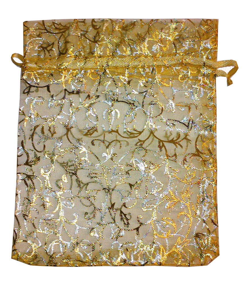 Organzasäckchen Filigree-Design gold (13 x 16cm)