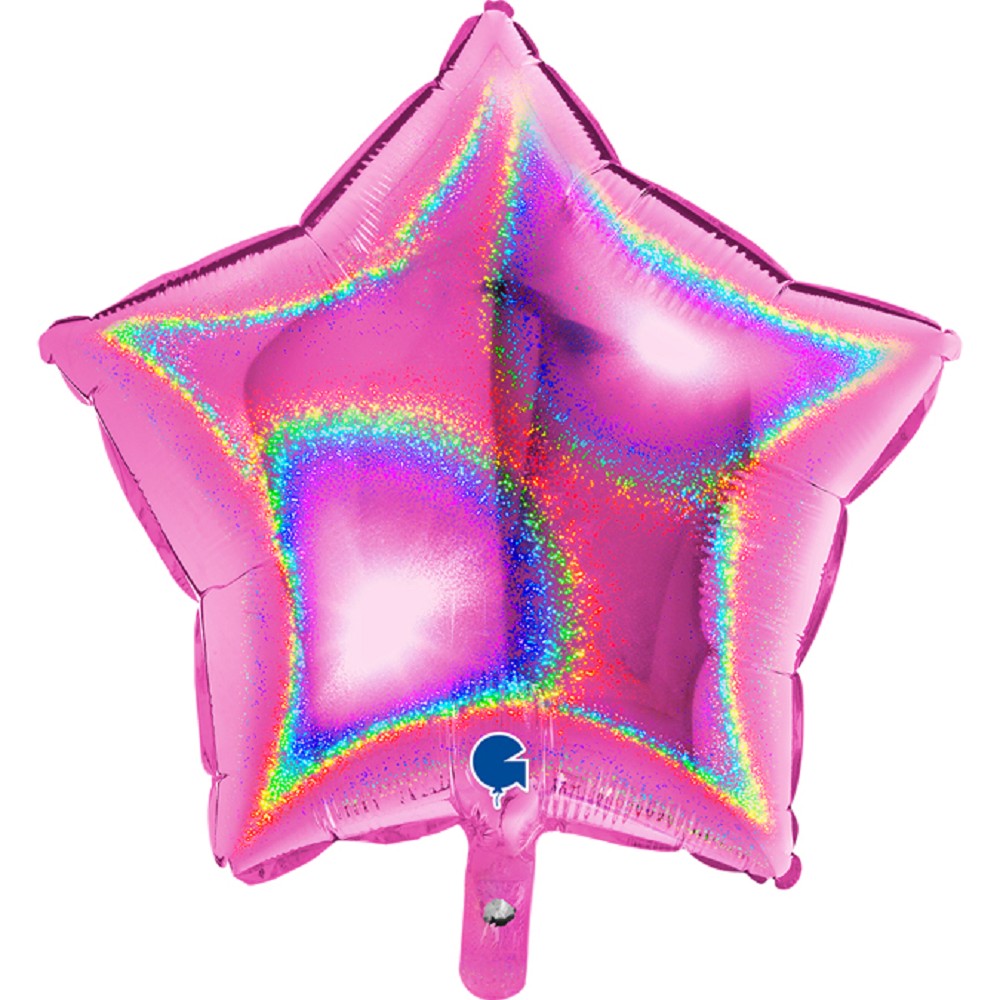 18" Stern Glitter Holographic Fuxia  (unverpackt)