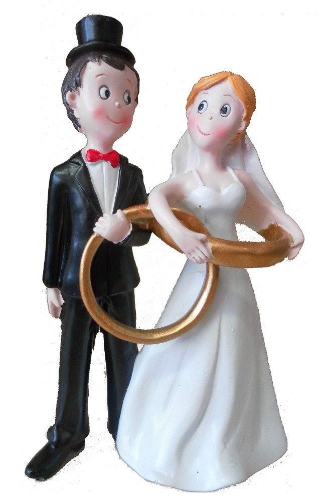 Polyresinfigur Hochzeitspaar mit Ringen