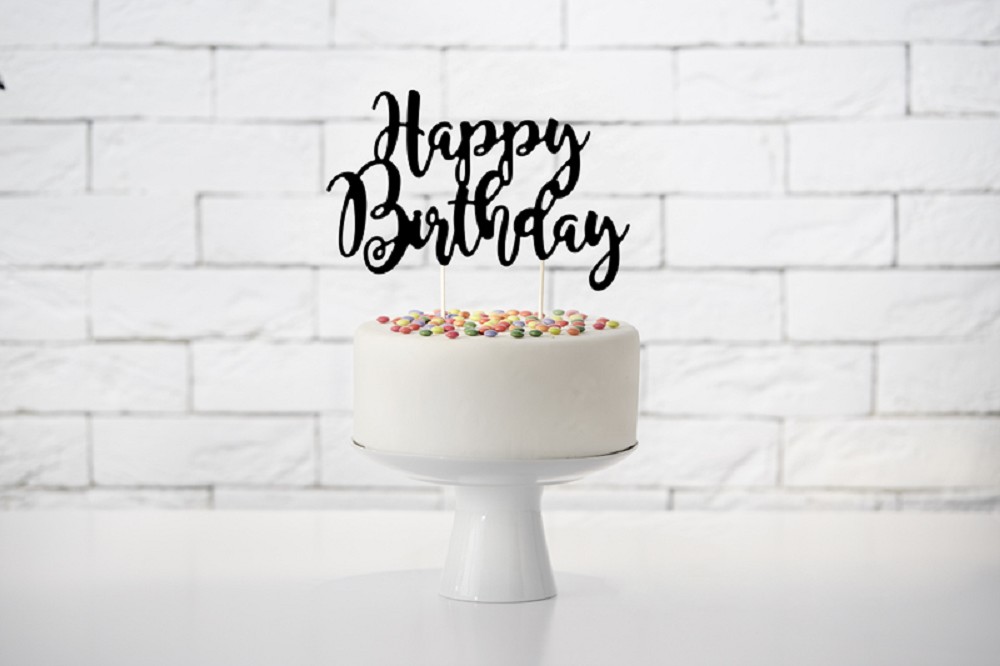 Cake Topper - Happy Birthday - schwarz - 22,5cm - 1 Stk.