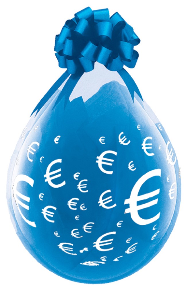 18" Verpackungsballon Euro-Zeichen (Druck weiß)