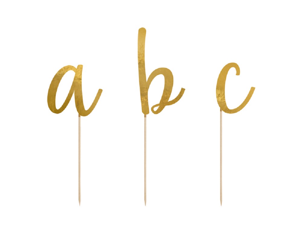 Cake Topper - Alphabet mit 53 Buchstaben - gold - 9,5-12cm -