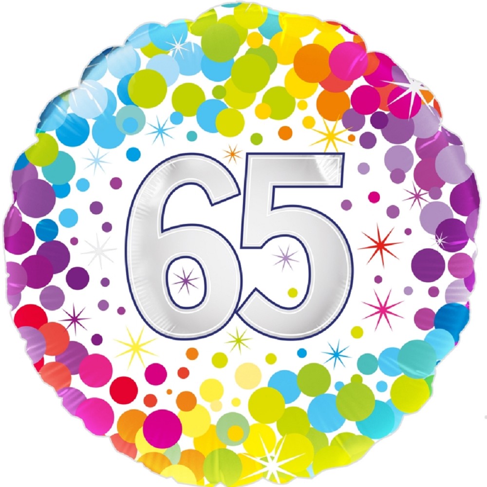 18" Birthday "65" Colourful Confetti