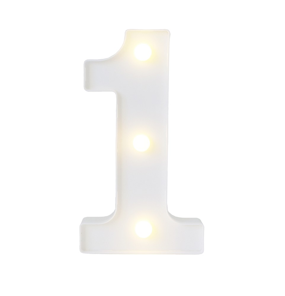 Deko-Zahl " 1" mit LEDs (16cm)