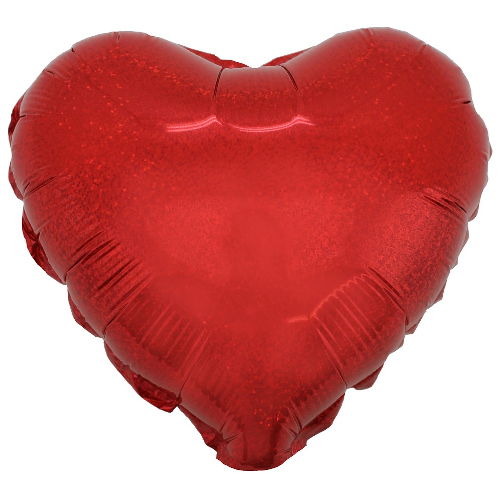 9" Herz Holografi rot (mit Ventil, für Luftfüllung)