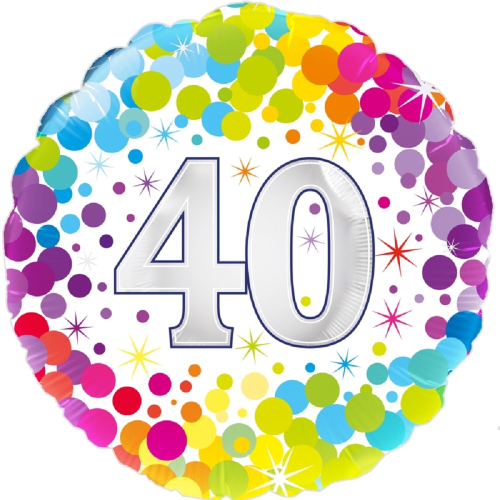18" Birthday "40" Colourful Confetti