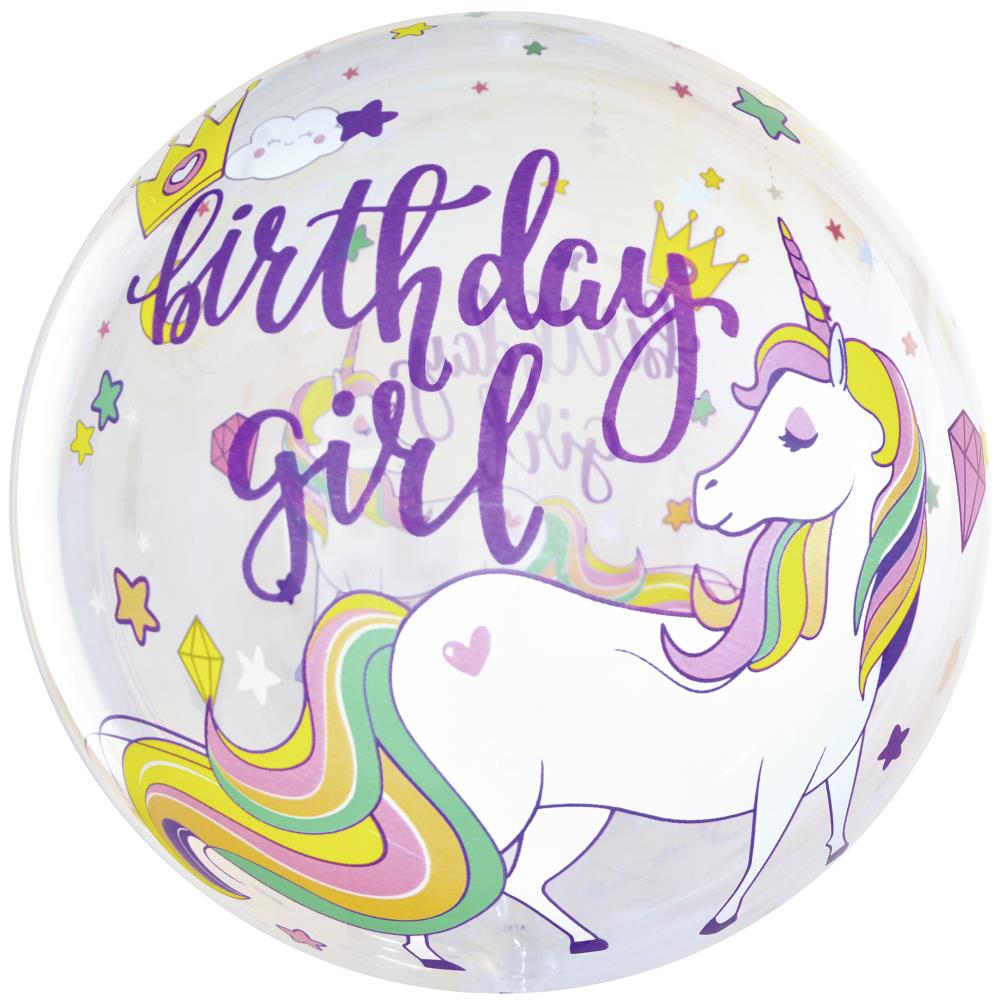 24" Crystal Globe "Birthday Girl Unicorn" (mit Hochglanzdruc