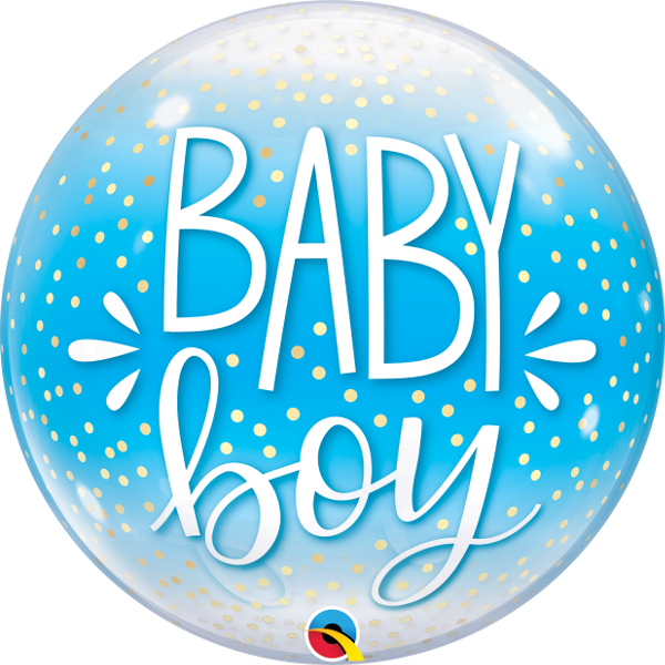 22" Single Bubble Baby Boy Blue & Confetti Dots