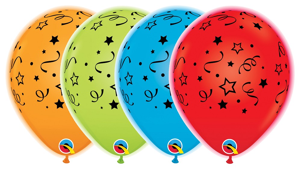 11" Q-Lite Balloons (LED Ballon) Stars, Dots & Confetti