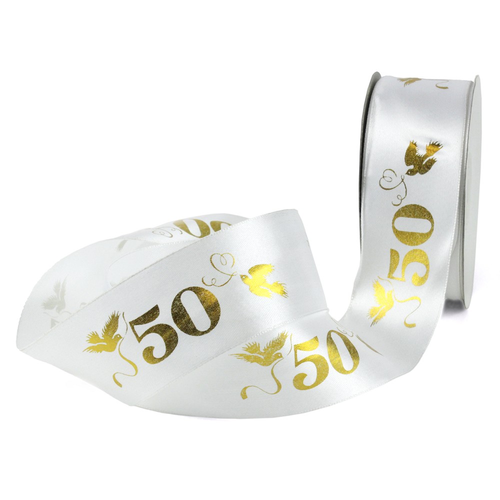 Schleifenband "50" gold