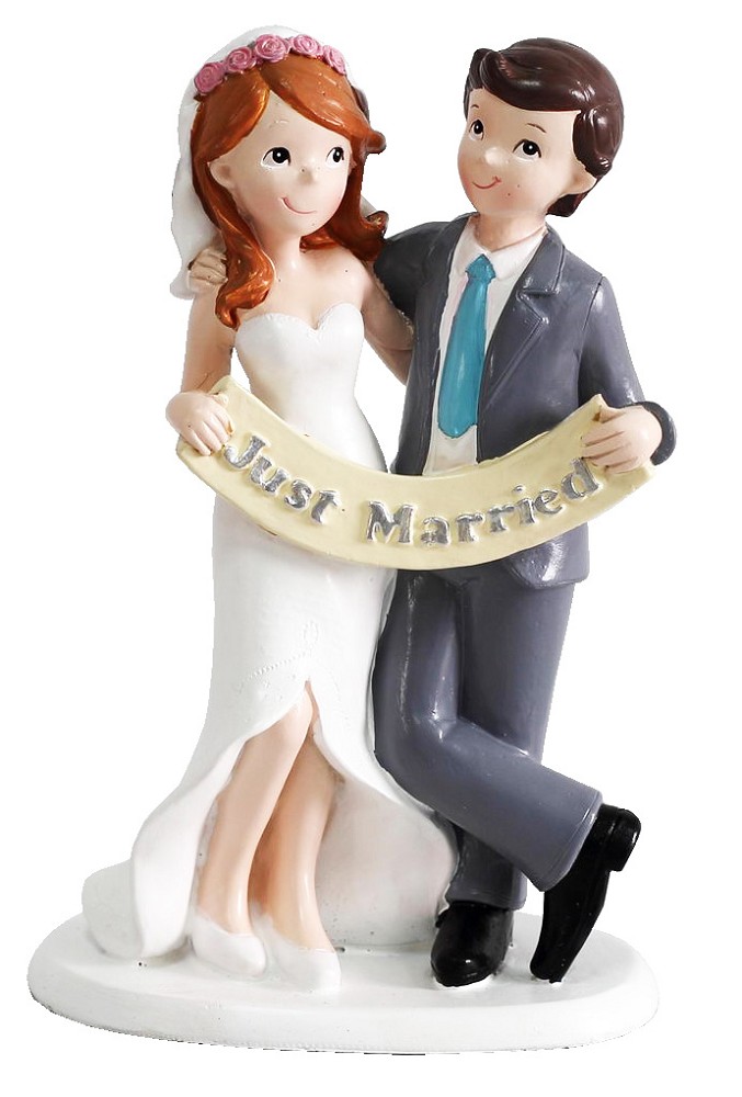 Polyresinfigur Hochzeitspaar mit "Just Married"
