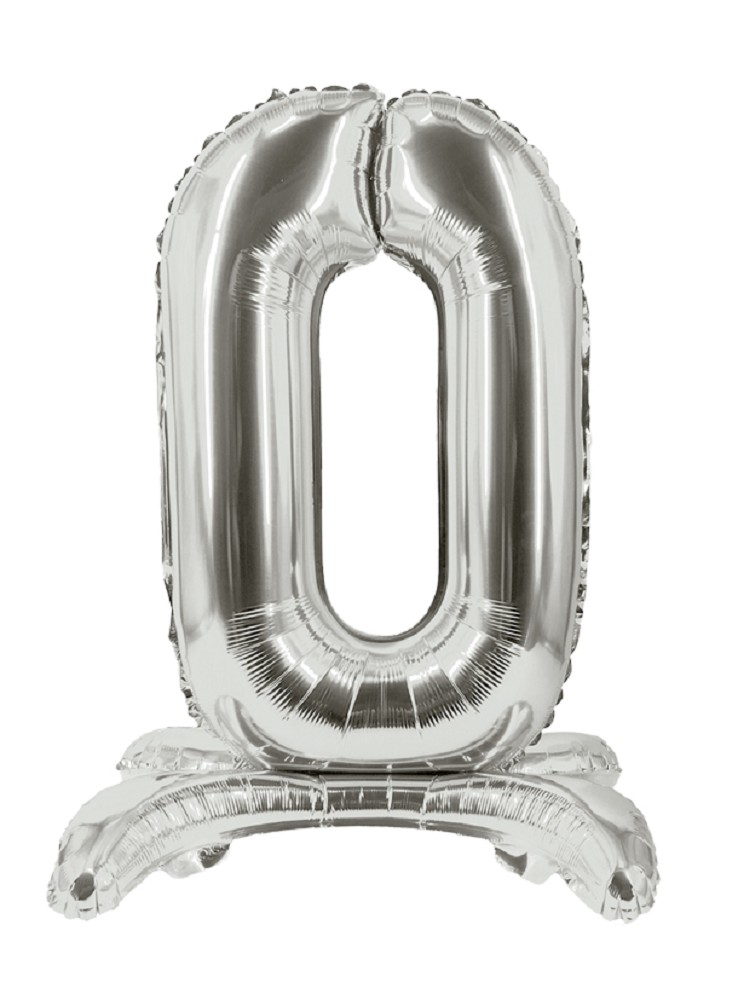 16" Stand Up Balloon "0" Silber