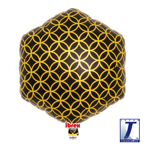 14" Hexagon Japanese Fine Pattern Cloisonne Black (Ibrex)