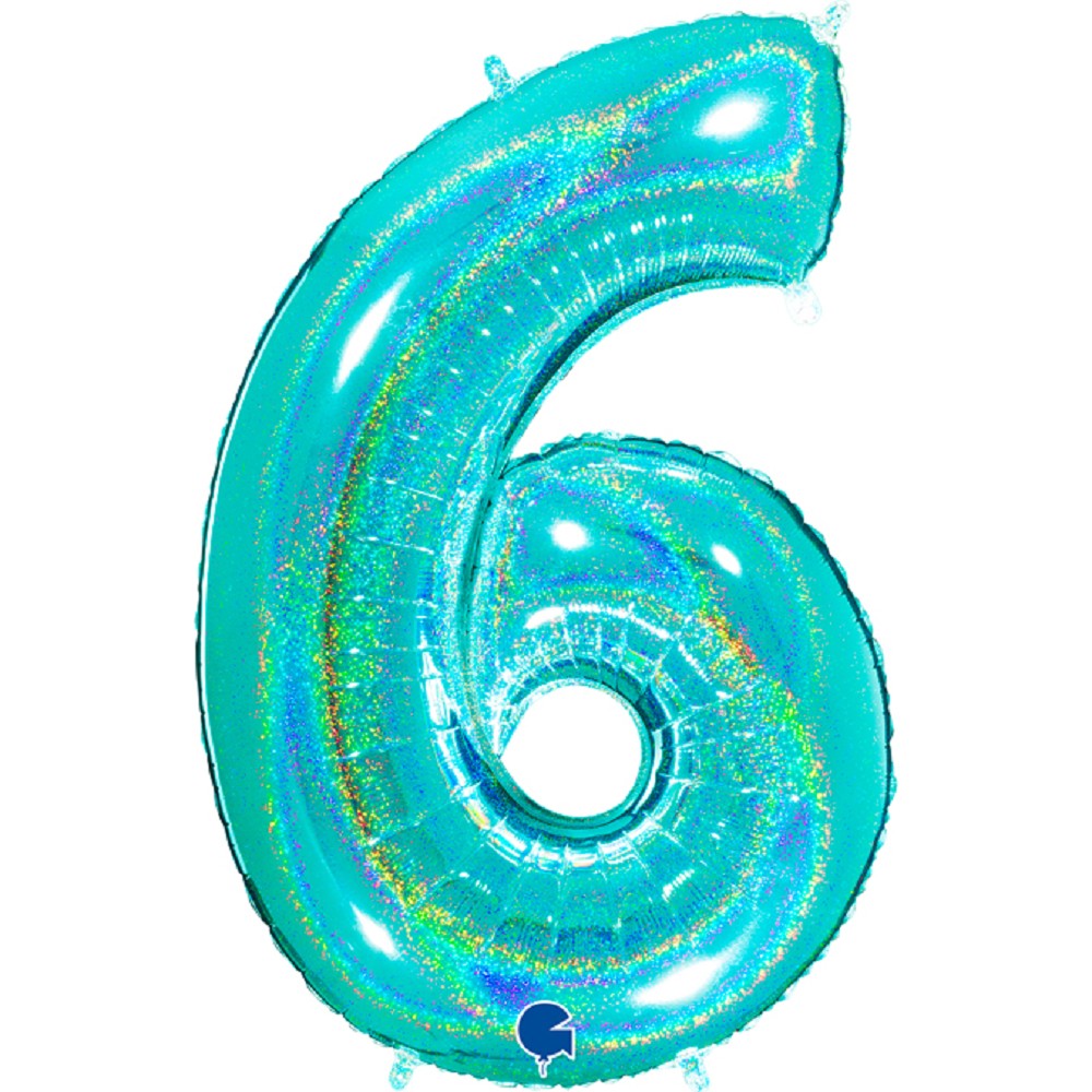 40" Folienzahl "6" Glitter Holographic Tiffany