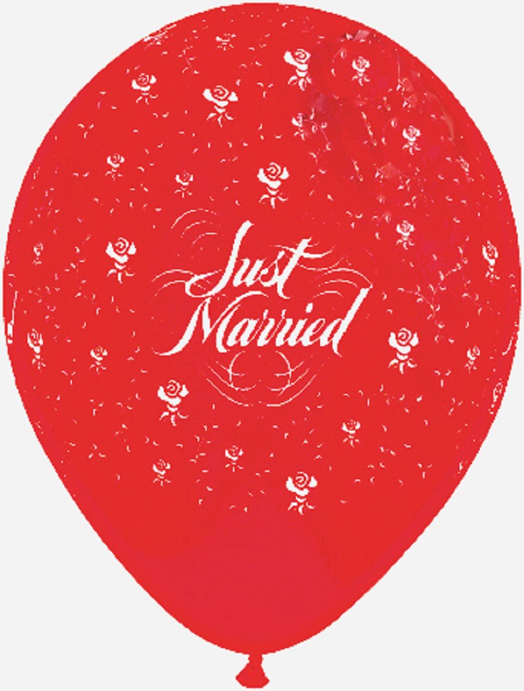 5" Just Married Flowers Ruby Red