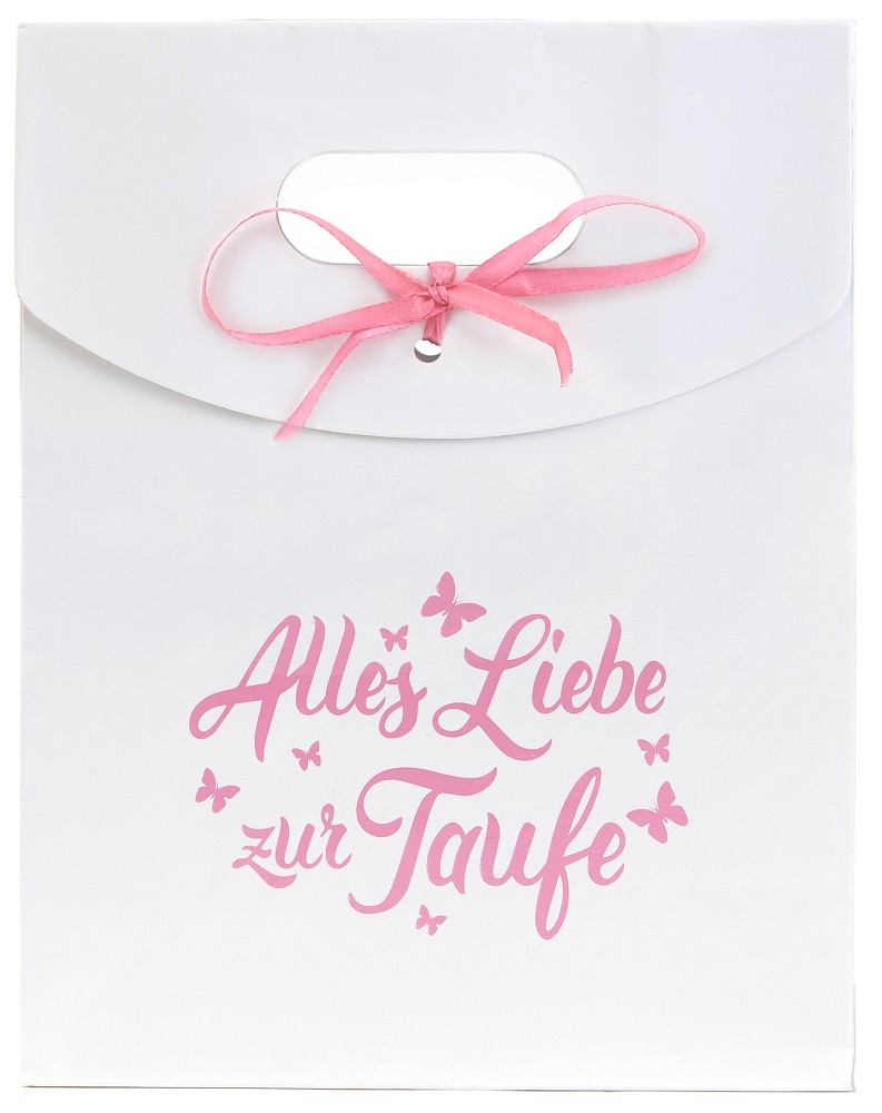 Geschenktüte "Alles Liebe zur Taufe" rosa