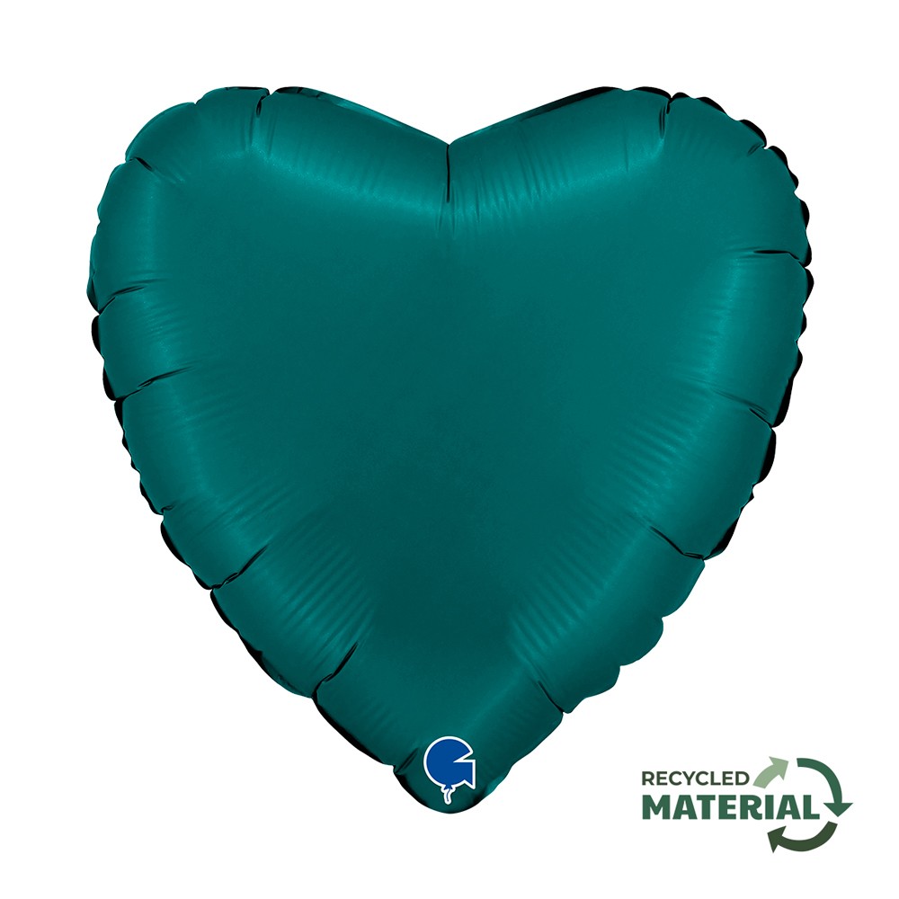 18" Heart Satin Emerald Green (unverpackt)