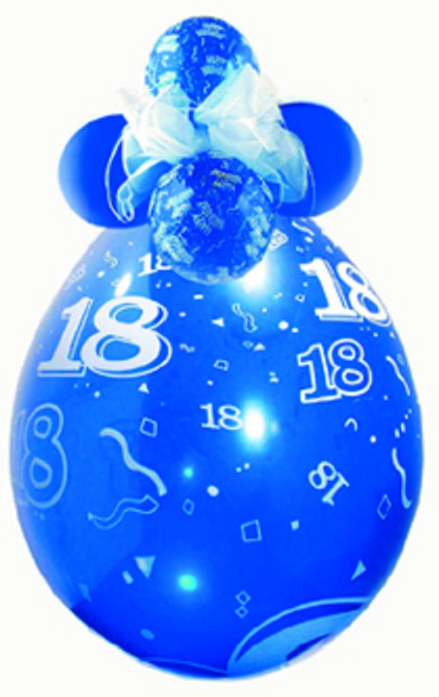 18" Verpackungsballon  Zahl "18" (Druck weiß)
