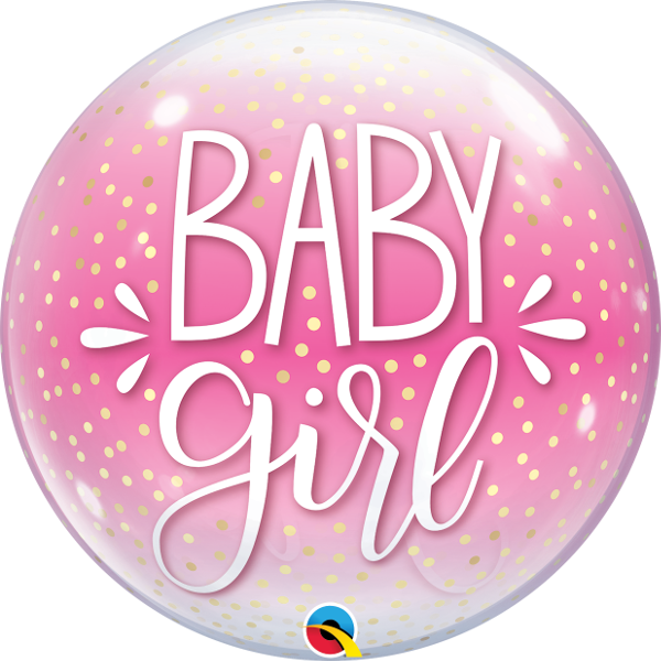 22" Single Bubble baby Girl Pink & Confetti Dots