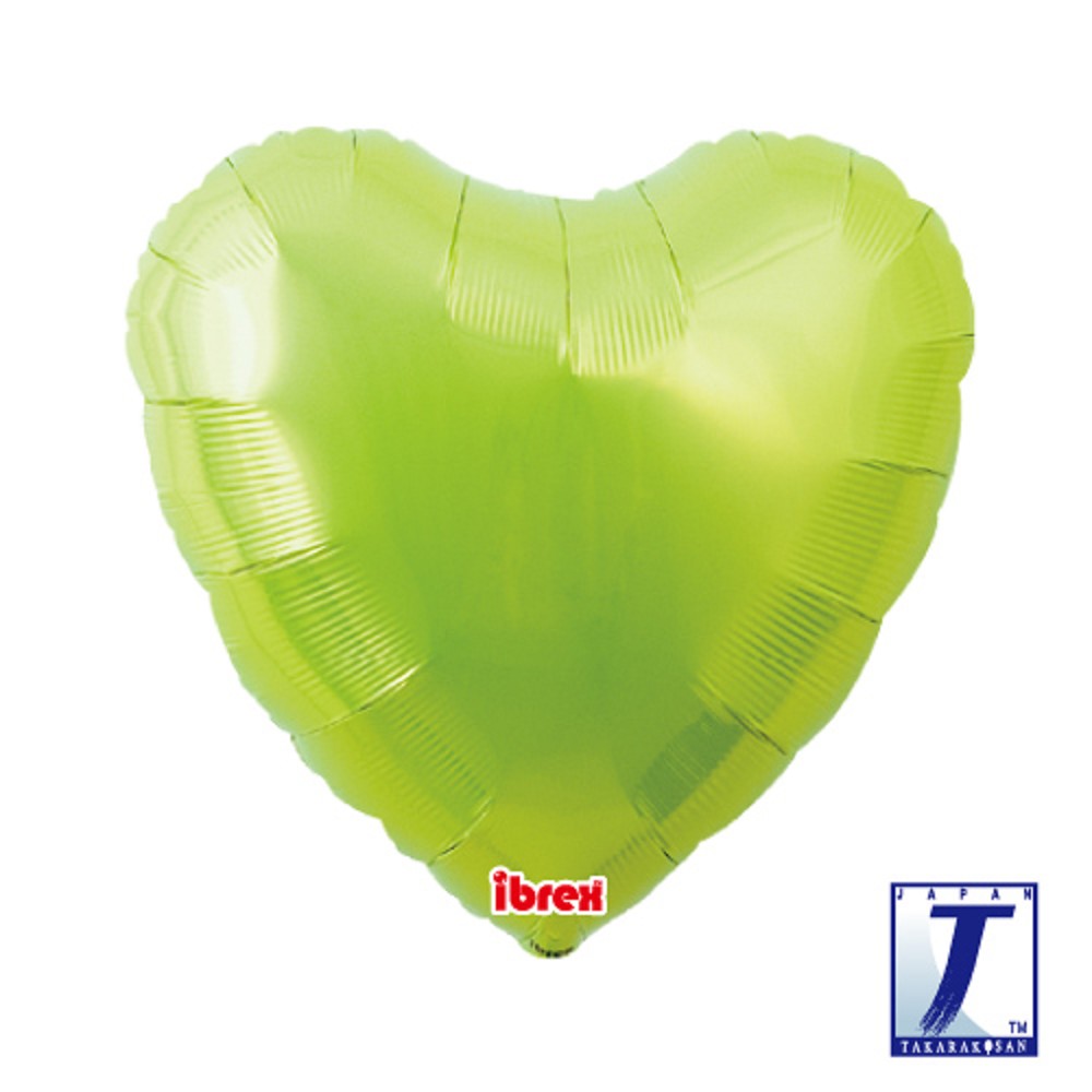18" Heart Metallic Lime-Green (ibrex)