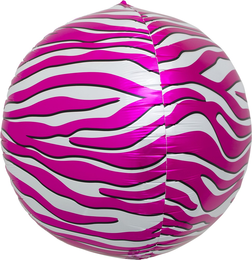 17" Pink Zebra Sphere