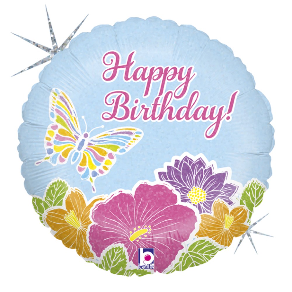 18" Schmetterling Pastell Birthday