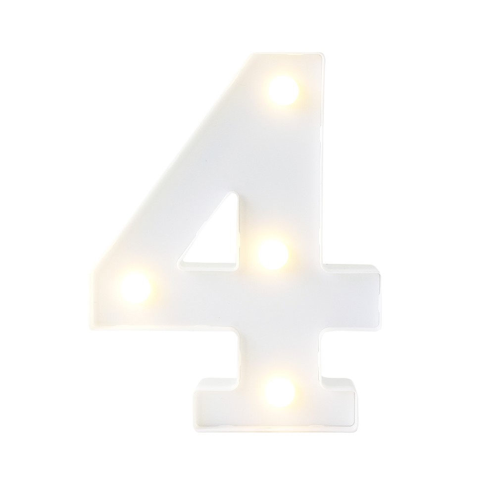 Deko-Zahl " 4" mit LEDs (16cm)