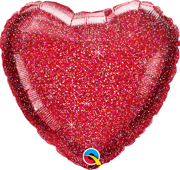 18" Heart Glittergraphic Red (10 Stück)