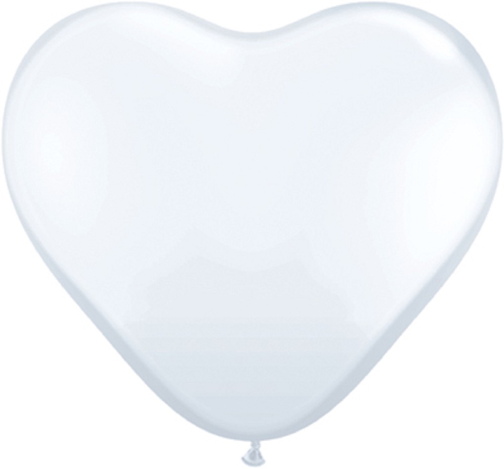 6" Heart Standard White (100 Stück)