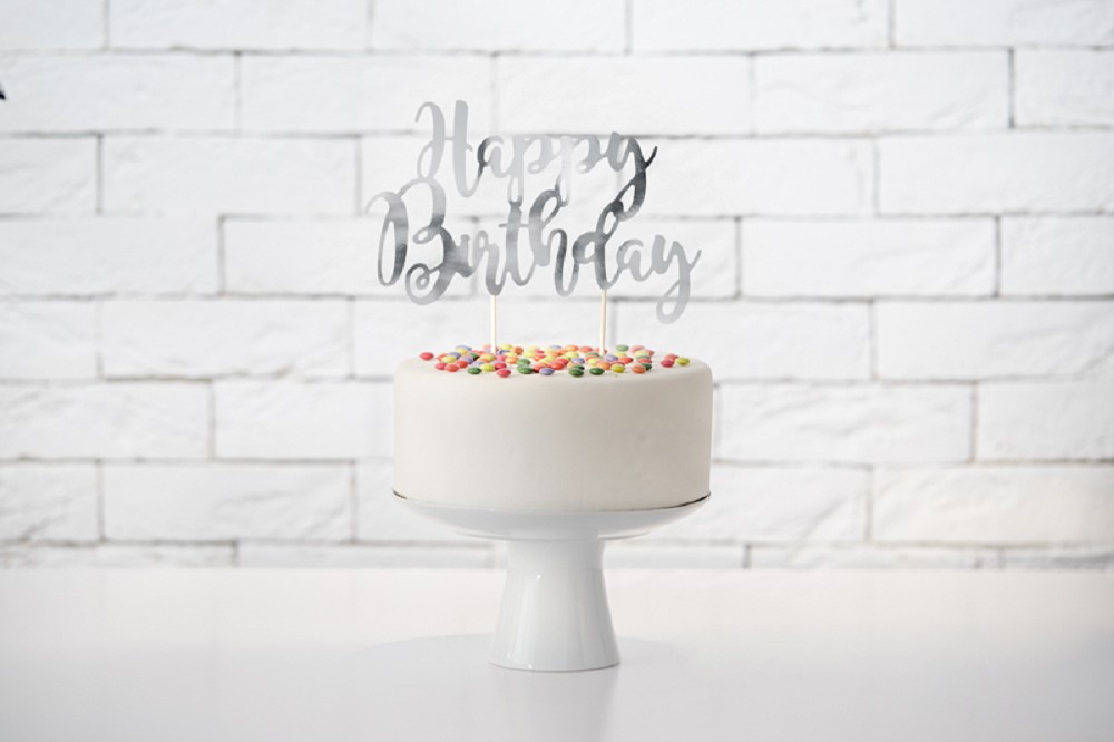 Cake Topper - Happy Birthday - silber - 22,5cm - 1 Stk.