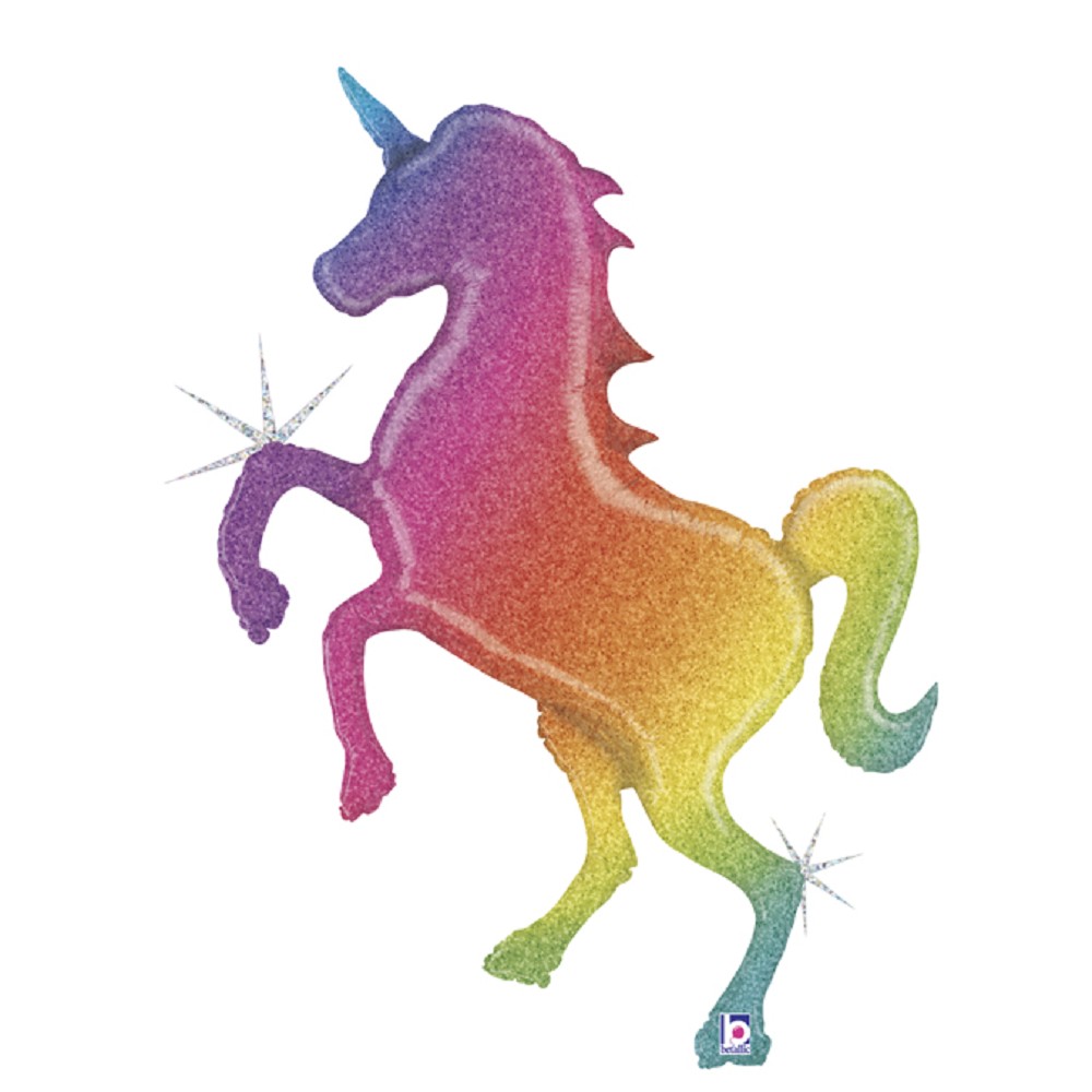 54" Glitzer Rainbow Unicorn Holografie