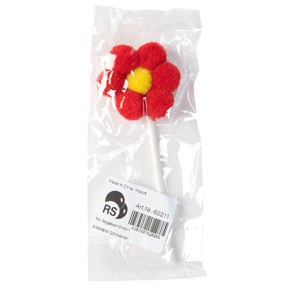 Pompom Blume für Verpackung rot
