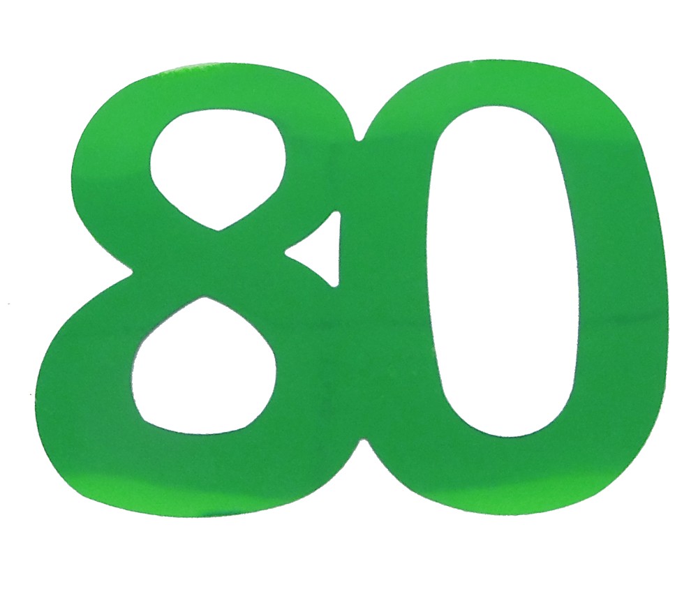 Deko-Folienzahl "80" grün, 13cm
