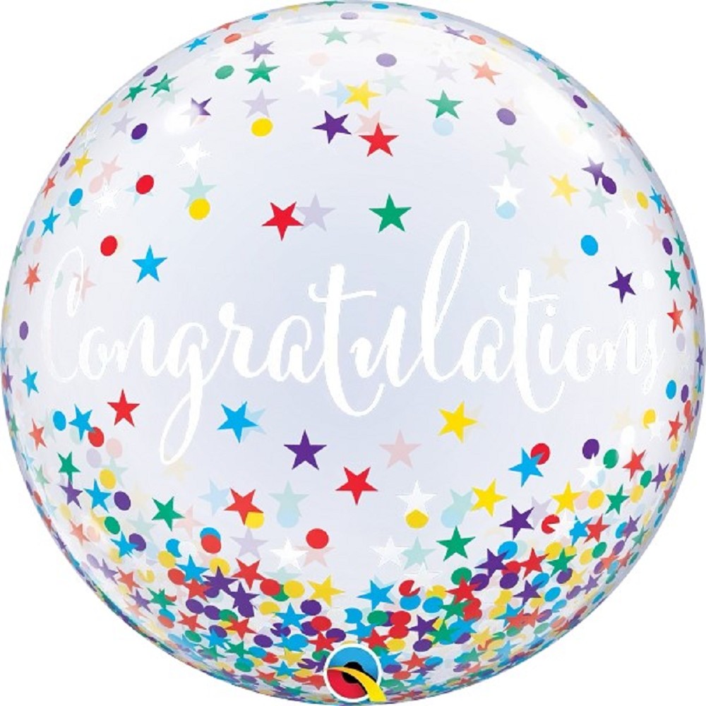 22" Single Bubble Congratulations Confetti Stars