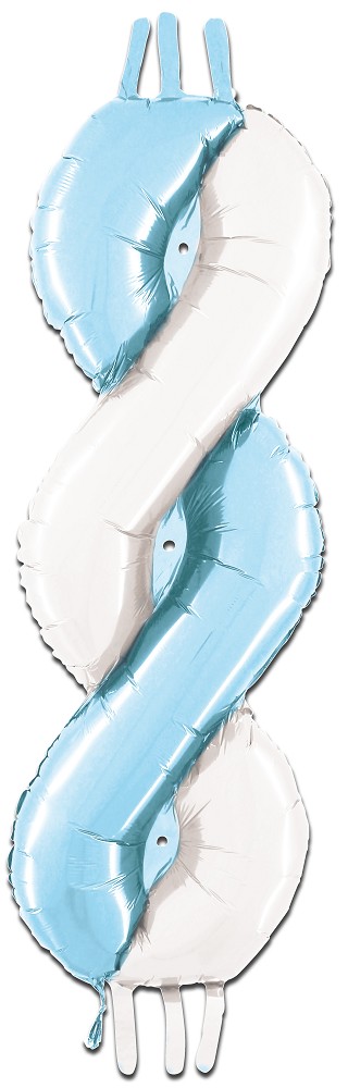 18" x 45" Folienballon: gedrehte Säule hellblau/weiß