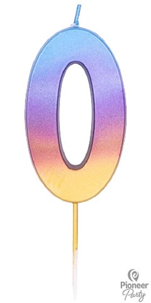Kerzen Zahl "0" Rainbow Ombre