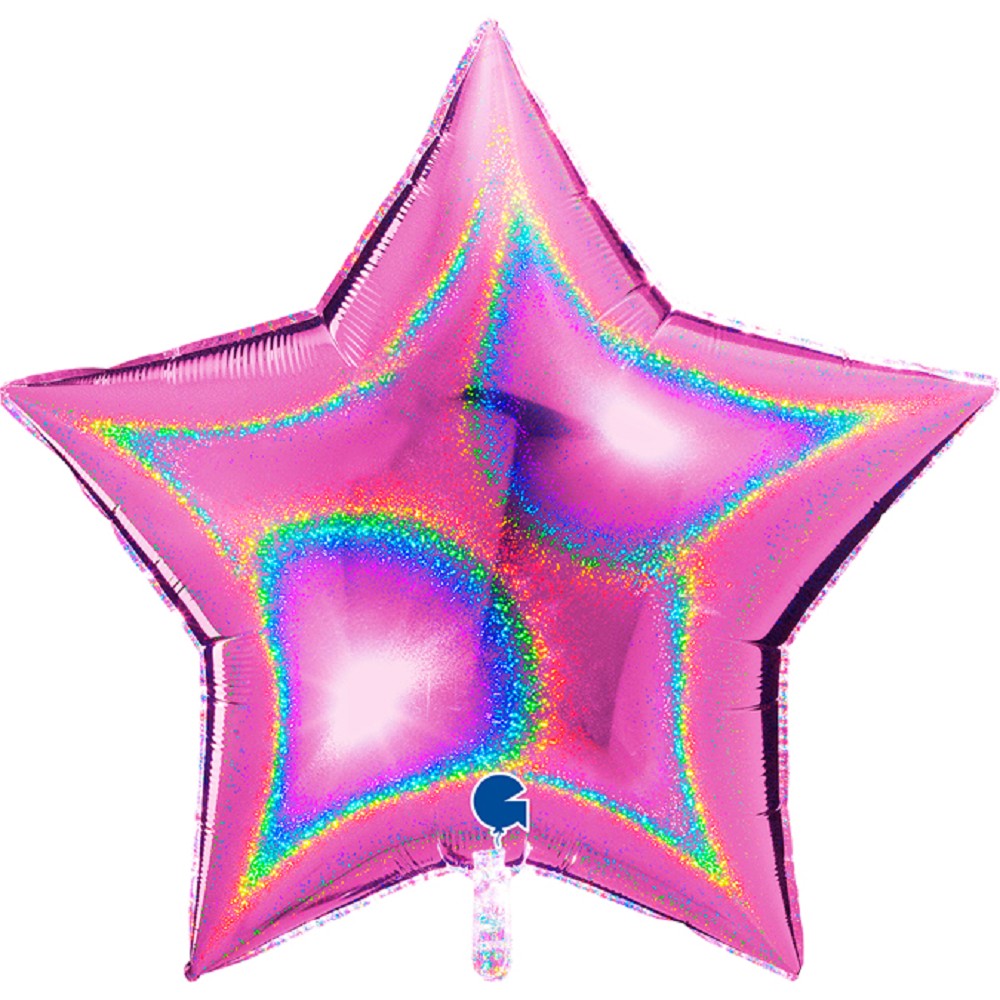 36" Stern Glitter Holographic Fuxia (unverpackt)