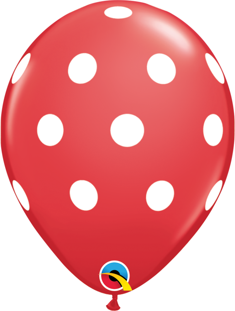 11" Big Polka Dots rot-weiß (25 Stück)