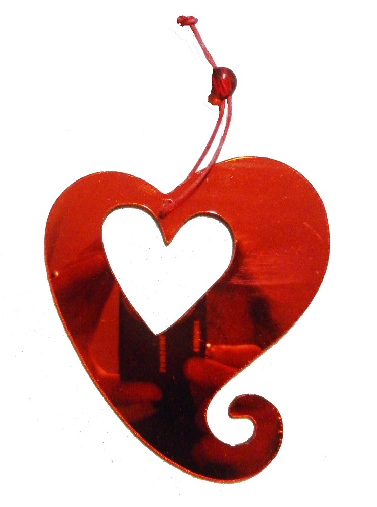 Deko-Herz zum Aufhängen - rot (9x10cm)