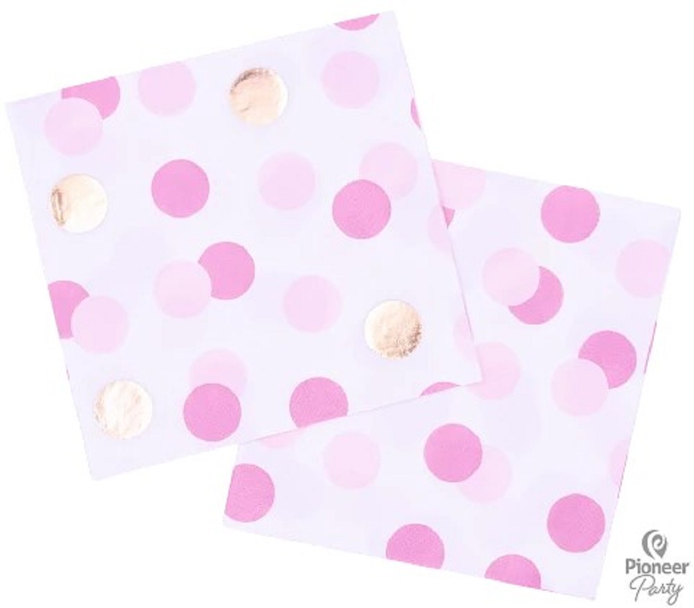 Papierservietten Pink & Gold Dots