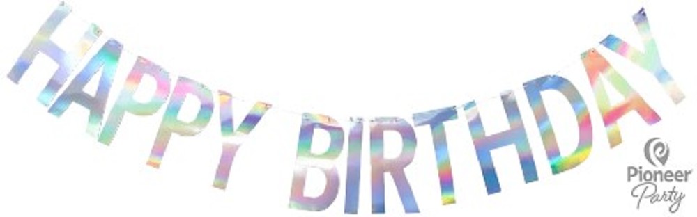 Banner Happy Birthday irisierend mit Zahlen 2m