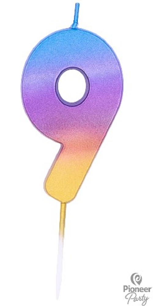 Kerzen Zahl "9" Rainbow Ombre