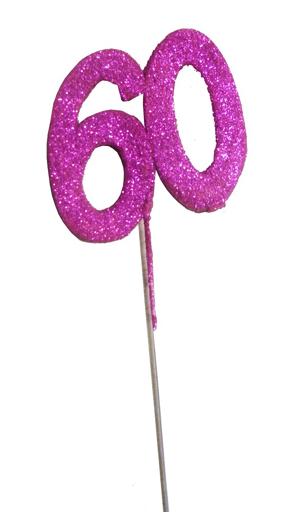 Zahl auf Draht "60" pink