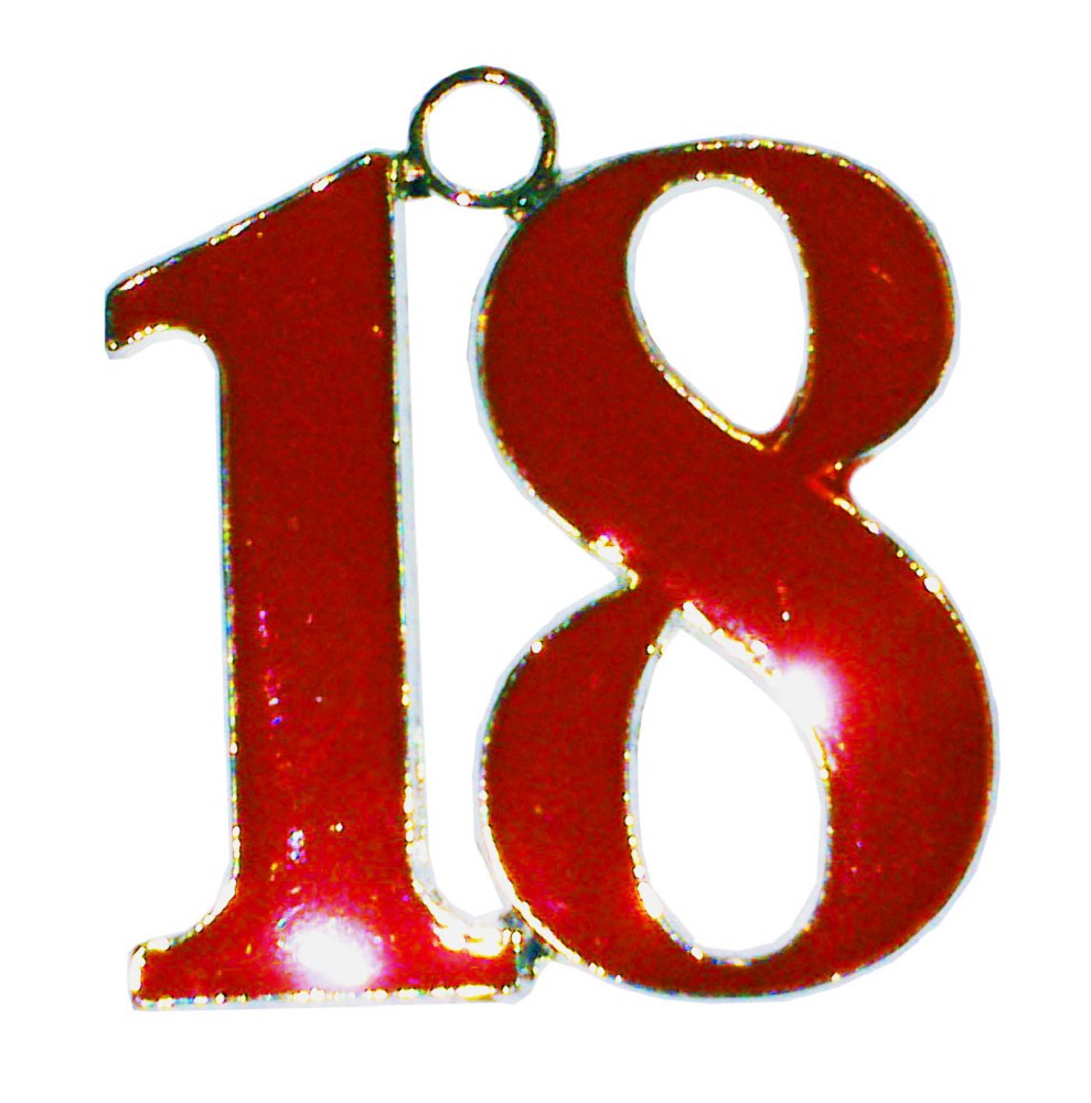 Metall-Zahl "18" sort.