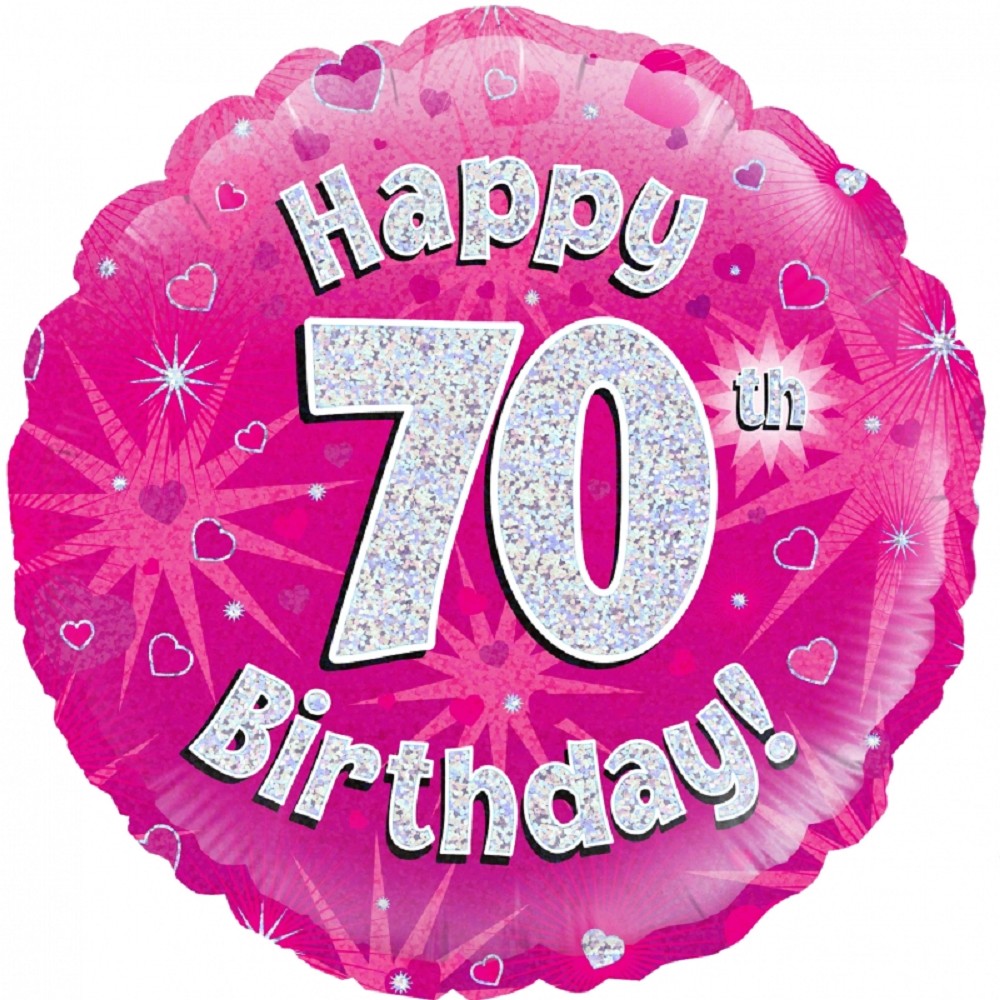 18" Happy Birthday "70" Pink Holographic