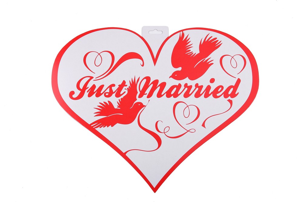 Jubilumsschild "Just Married" rot (48cm)