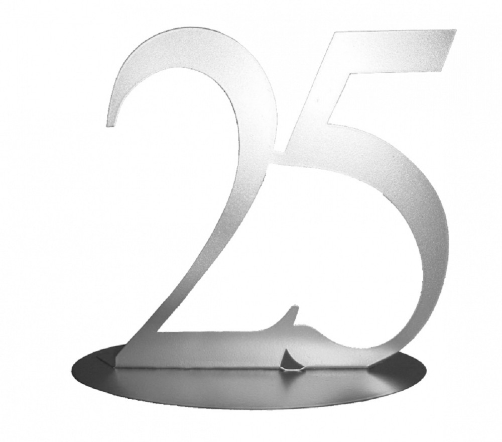 Metall Zahl "25" zur Silberhochzeit