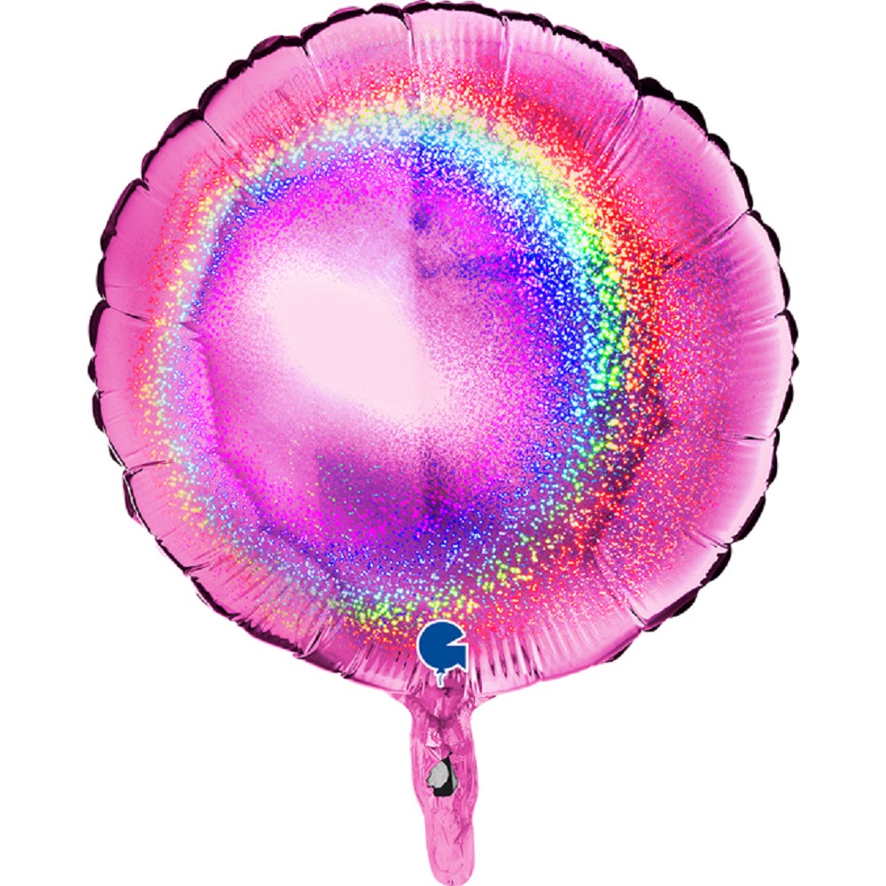 18" Rund Glitter Holographic Fuxia (unverpackt)